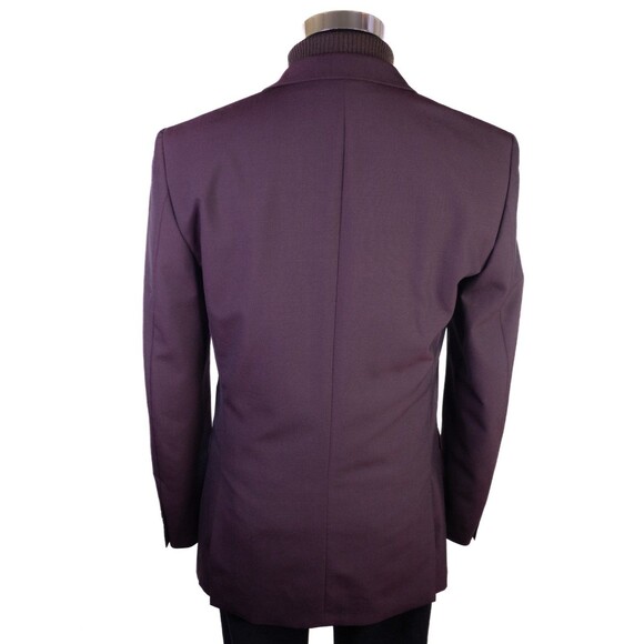 BAR III Blazer Burgundy Sz 40L Sport Coat Slim-Fit Solid Two Button Wool Blnd - Picture 9 of 14